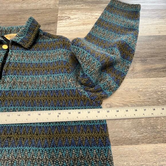 Vintage 60s Cresco Sportswear Gray Blue Mens L Woven Heavy Sweater Wool - Picture 5 of 8